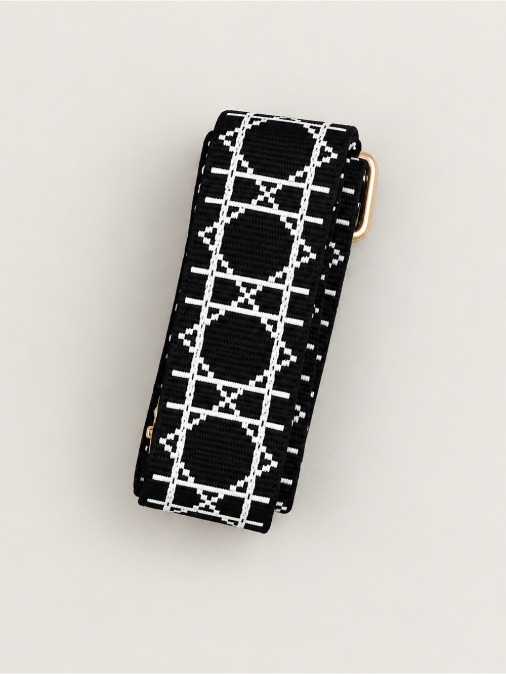 Rothy’s Style Black and White Geometric Webbing Shoulder Strap